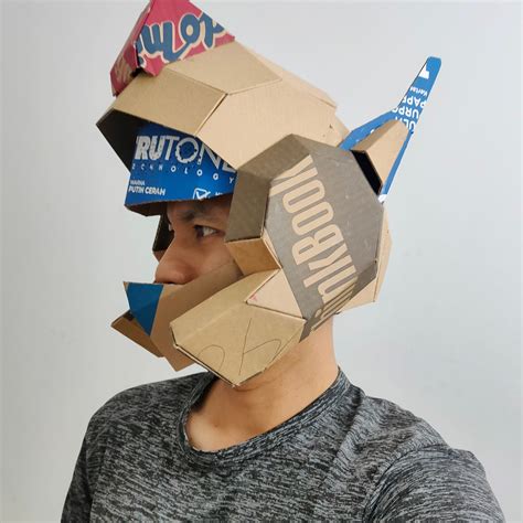 Cardboard Robot Helmet Template Diy Printable Pattern For Creating Robot Helmet With