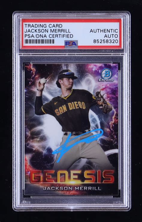 Jackson Merrill Signed Bowman Chrome Draft Genesis Gns Rc Psa