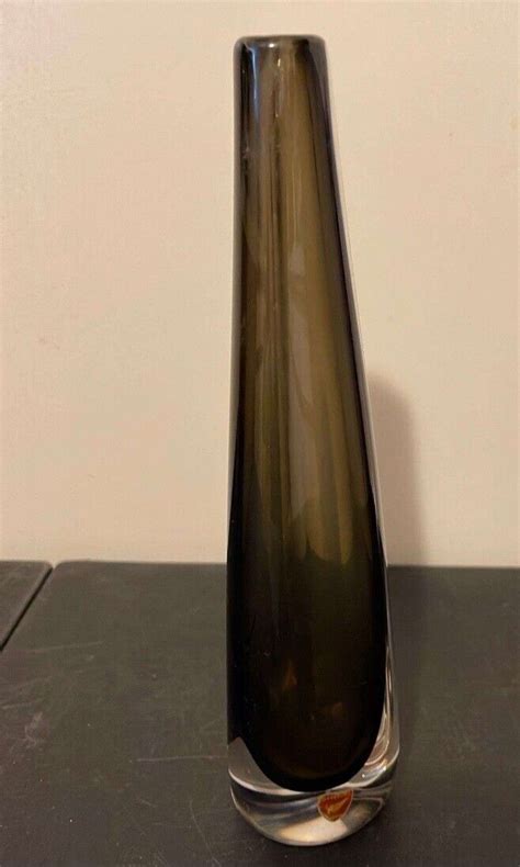 Vintage Nils Landberg Orrefors Smoky Gray Sommerso Glass Vase 1950s Sweden As Is Ebay