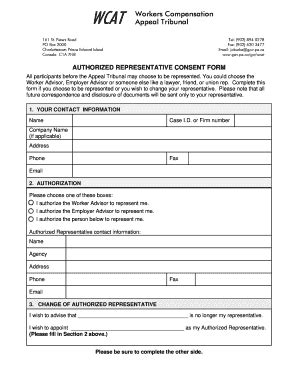 Fillable Online Gov Pe Authorized Representative Consent Form