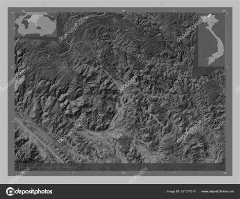 Giang Province Vietnam Grayscale Elevation Map Lakes Rivers Locations ...