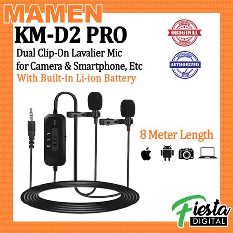 Jual MAMEN KM D2 Pro Dual Clip On Lav Mic Microphone For Camera