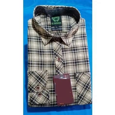 Casual Wear Cotton Mens Full Sleeves Check Shirt Machine Wash Size S