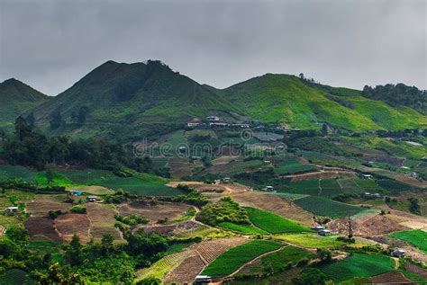 Mountains in the Clouds, the Villages and the Hills with Fields. Sabah, Borneo, Malaysia Stock ...