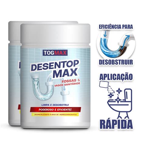 Kit 2 Unidades Desentupidor Desentop Max 250g Limpa Fossa Séptica E