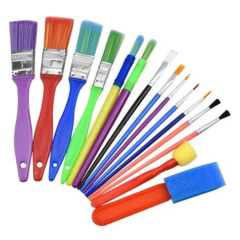 Famelof 15pcs Paint Brush Set Kids Colorful Oil Painting DIY Brushes ...