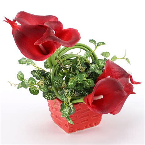 Buysend Artificial Red Calla Lilies In Red Pot Online Ferns N Petals