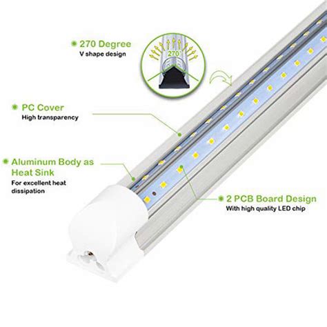 Getuscart Hykolity Ft Led Shop Light V Shape Integrated T Led Tube