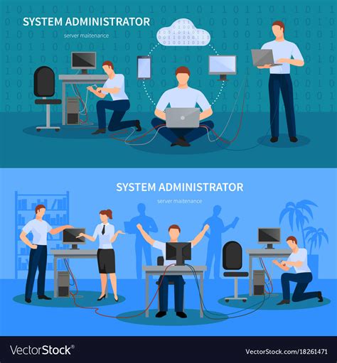 System Administrator Banners Set Royalty Free Vector Image