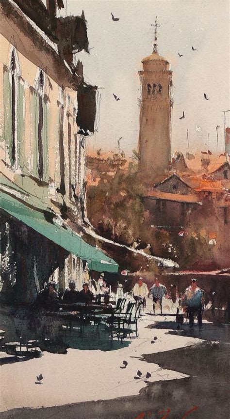 Campo San Margarita Venice Watercolor By Joseph Zbukvic Watercolor