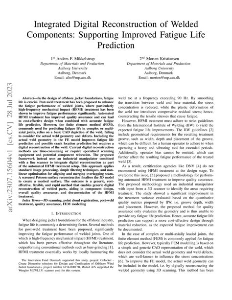 Integrated Digital Reconstruction Of Welded Components Supporting