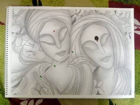 Radha Krishna Shading | Female sketch, Art, Female