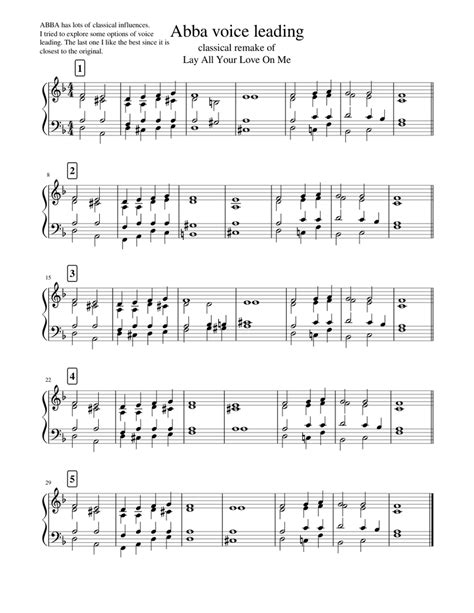 Lay All Your Love On Me Abba Sheet Music For Piano Solo Easy