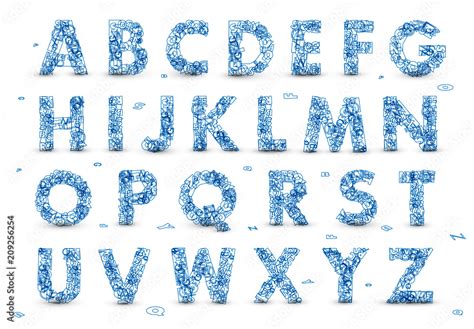 Blue Letters Alphabet Layout Stock Template | Adobe Stock