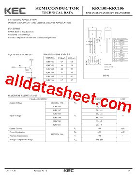 C102 Marking, KRC102 Datasheet(PDF) - KEC(Korea Electronics)