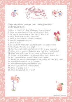 St Valentine S Conversation Corner By Rakhimova Teaching Tpt