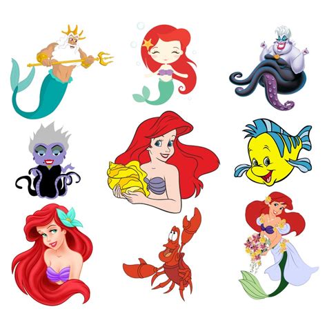 Little Mermaid Png Bundle, Princess Ariel Png, Ursula, Sebastian, King