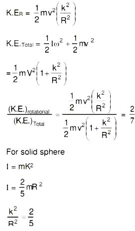 The ratio of rotational kinetic energy to the total kinetic energy of a ...