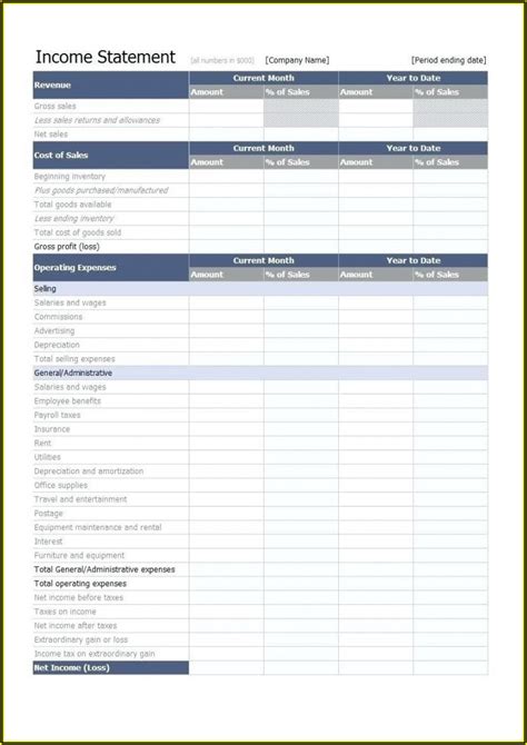 Pro Forma Income Statement Example Excel - Template 2 : Resume Examples ...