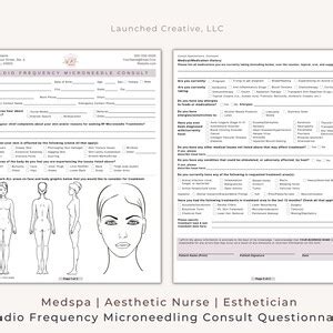 Radio Frequency Microneedling Consult Questionnaire RF Microneedle Body