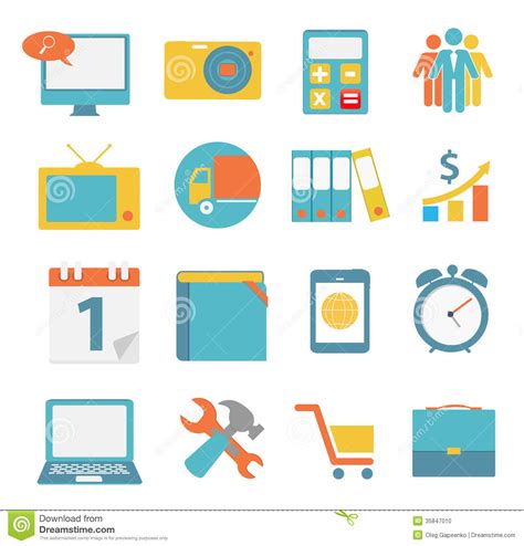 Modern Flat Icon Set For Web And Mobile Stock Vector Illustration Of