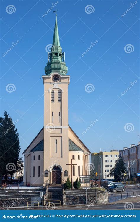 Miastko, Pomorskie / Poland - January, 30, 2019: Church in the Town of Miastko in Pomerania ...