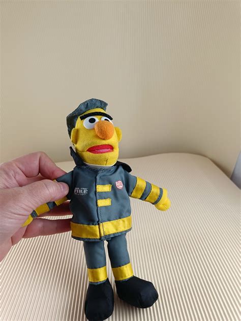 Vintage Sesame Street Bert Firefighter Beanbag Plush Etsy