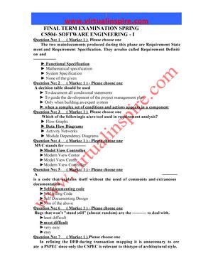 Cs Mcqs Mid Term By Vu Topper Rm Cs Software Engineering