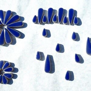 Denim Blue Teardrop Mosaic Tiles G Ceramic Petals In Mix Etsy