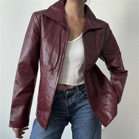 Cherry Red Vintage Leather Jacket Most Stunning Depop