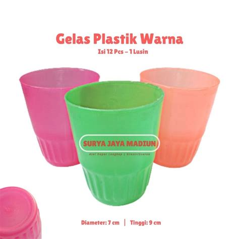 Jual 12 Pcs Gelas Plastik Warna Murah Shopee Indonesia