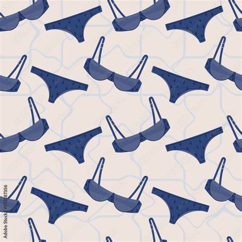 Set Of Women Sexy Underwear Cartoon Feminine Bra And Panties Two Piece Bikini Swimsuit Vector