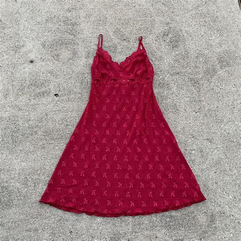 Vintage Sheer Red Dress S Red Mini Lingerie Dress Depop