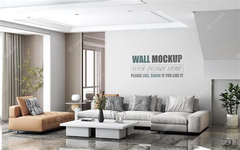 Premium Psd Living Room Design With Modern Style Wall Mockup