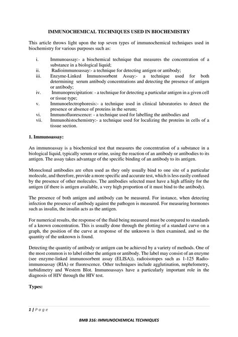 SOLUTION: Immunochemical techniques used in biochemistry - Studypool