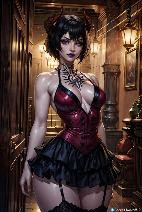 Rule 34 Ai Generated Big Thighs Black Hair Corset Dark Fantasy Demon Demon Girl Eliza Tekken