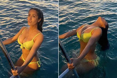 Salma Hayek Poses For Photos In Yellow Bikini The Best Porn Website