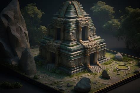 Ia Generativa De Um Antigo Templo Hindu No Meio Da Selva Foto Premium