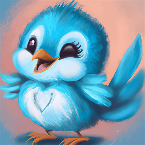 Cute Happy Fluffy Baby Blue Bird Graphic · Creative Fabrica