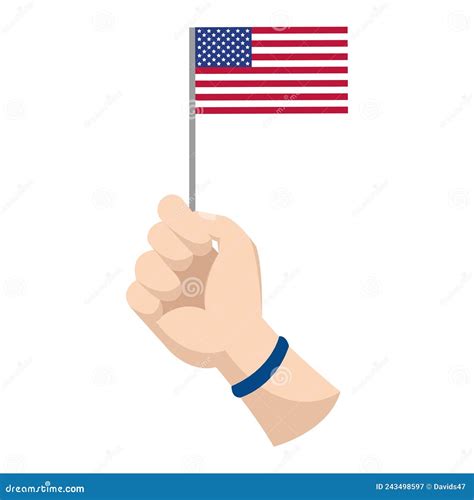 Isolated Hand Holding A Flag Of Usa Vector Stock Vector Illustration