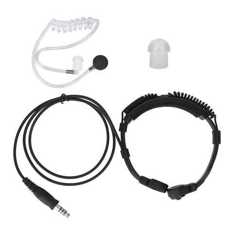 Air Acoustic Tube Earpiece Ergonomic Throat Mic Headset Retractable Dual Mic Transponder For