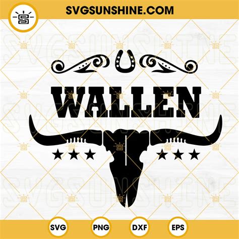 Wallen Bull Skull SVG Cowboy SVG Western Country Music SVG PNG DXF EPS