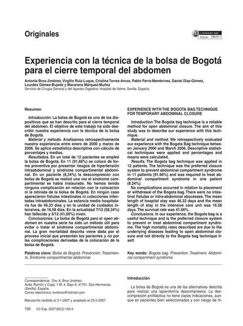 Full Article Experience With The Bogota Bag Technique For Temporary