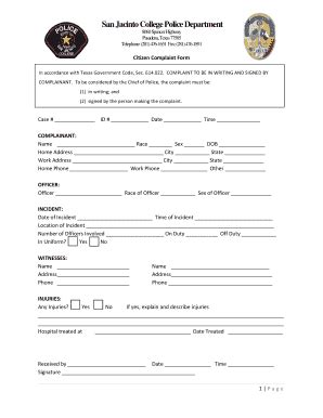 Fillable Online Sanjac Police Department Citizen Complaint BFormb Fax