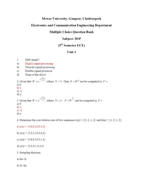 Pdf Mcq For Dsp Dokumentips