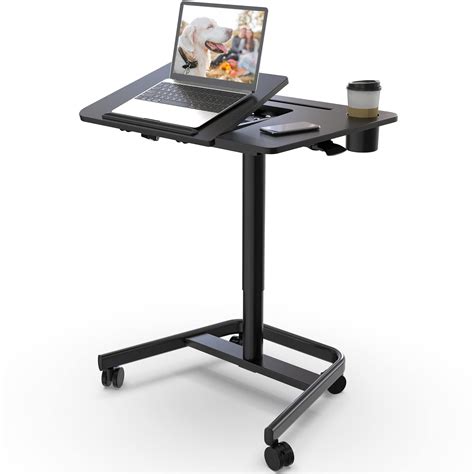 JOY worker Mobile Standing Desk, Pneumatic Height Adjustable Table, 60 ...