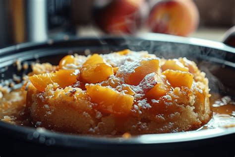 Slow Cooker Peach Dump Cake Savory Discovery