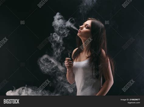 Brunette Woman Vaping Image And Photo Free Trial Bigstock