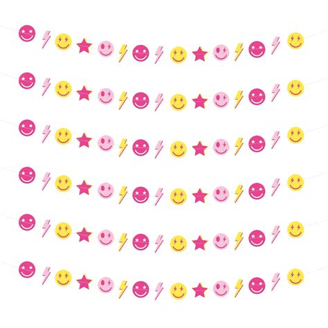 Qpout Pcs Preppy Hot Pink Birthday Party Decorations Happy Face Banner