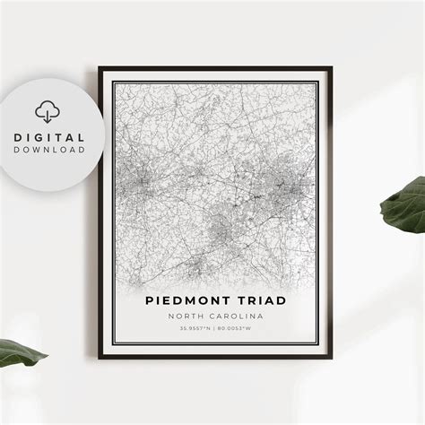 Piedmont Triad Map Print, North Carolina NC USA Map Art Poster